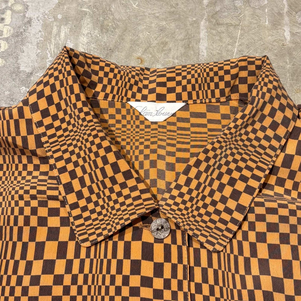 画像10: ALL OVER ARTISTIC CHECK PATTERN SILK L/S SHIRT / Mens L (10)