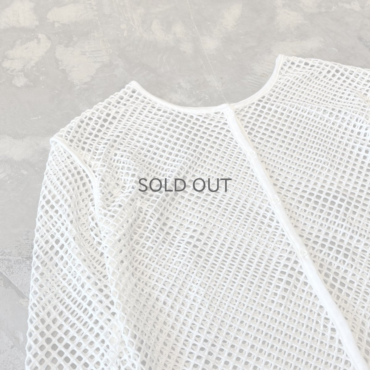 画像3: BUTTON STYLE WHITE MESH L/S TOPS / Mens L (3)