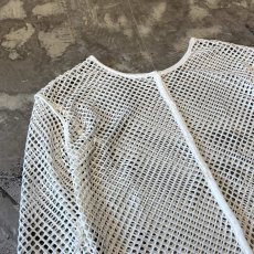 画像3: BUTTON STYLE WHITE MESH L/S TOPS / Mens L (3)
