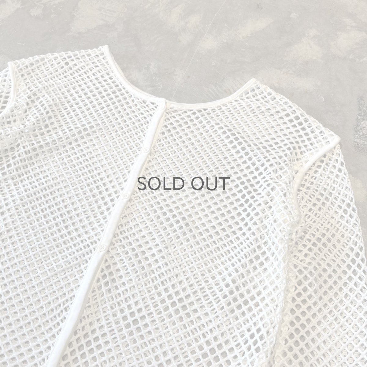 画像4: BUTTON STYLE WHITE MESH L/S TOPS / Mens L (4)