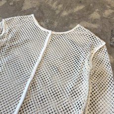 画像4: BUTTON STYLE WHITE MESH L/S TOPS / Mens L (4)