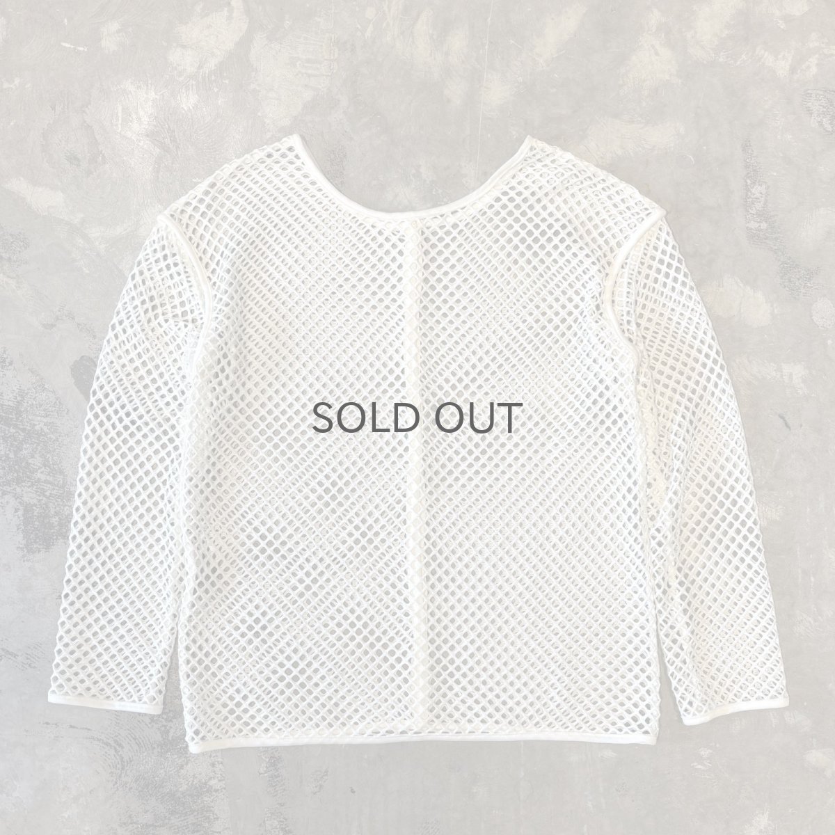 画像2: BUTTON STYLE WHITE MESH L/S TOPS / Mens L (2)