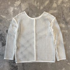 画像2: BUTTON STYLE WHITE MESH L/S TOPS / Mens L (2)