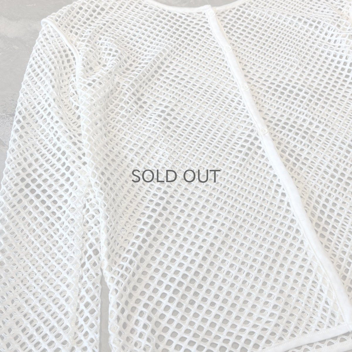 画像5: BUTTON STYLE WHITE MESH L/S TOPS / Mens L (5)
