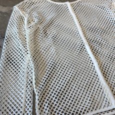 画像5: BUTTON STYLE WHITE MESH L/S TOPS / Mens L (5)