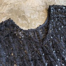 画像7: ALL OVER BLACK COLOR SEQUINS DESIGN N/S TOPS / Ladies M (7)