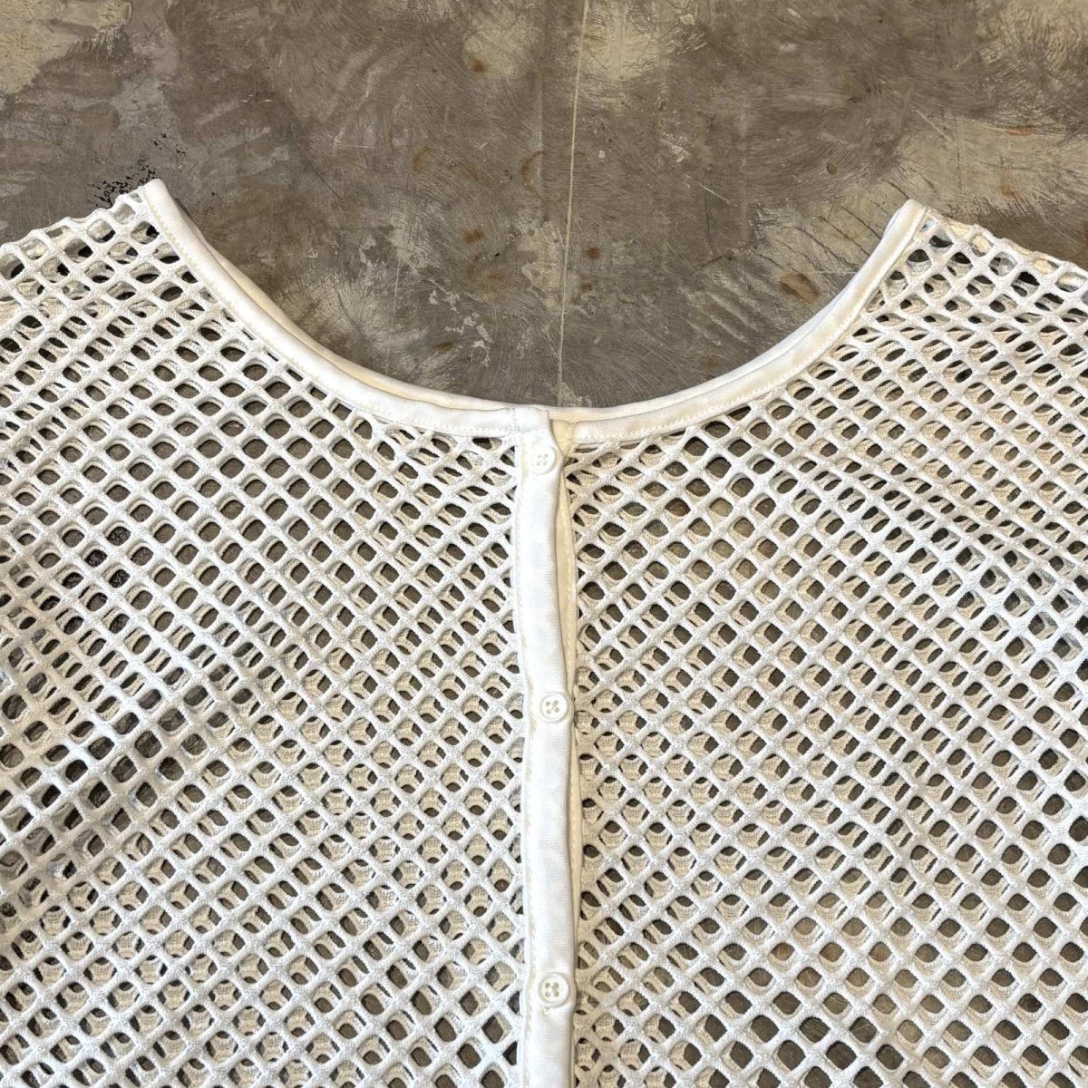 画像10: BUTTON STYLE WHITE MESH L/S TOPS / Mens L (10)