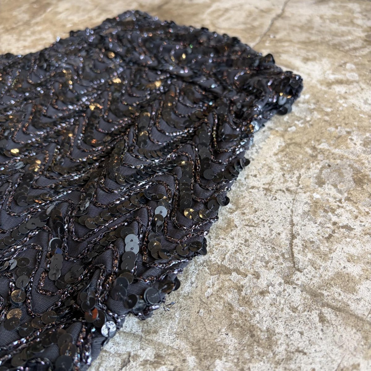 画像6: ALL OVER BLACK COLOR SEQUINS DESIGN N/S TOPS / Ladies M (6)