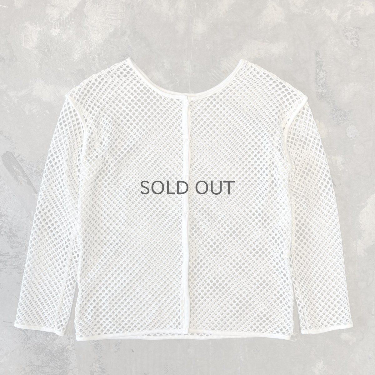 画像1: BUTTON STYLE WHITE MESH L/S TOPS / Mens L (1)
