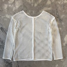 画像1: BUTTON STYLE WHITE MESH L/S TOPS / Mens L (1)