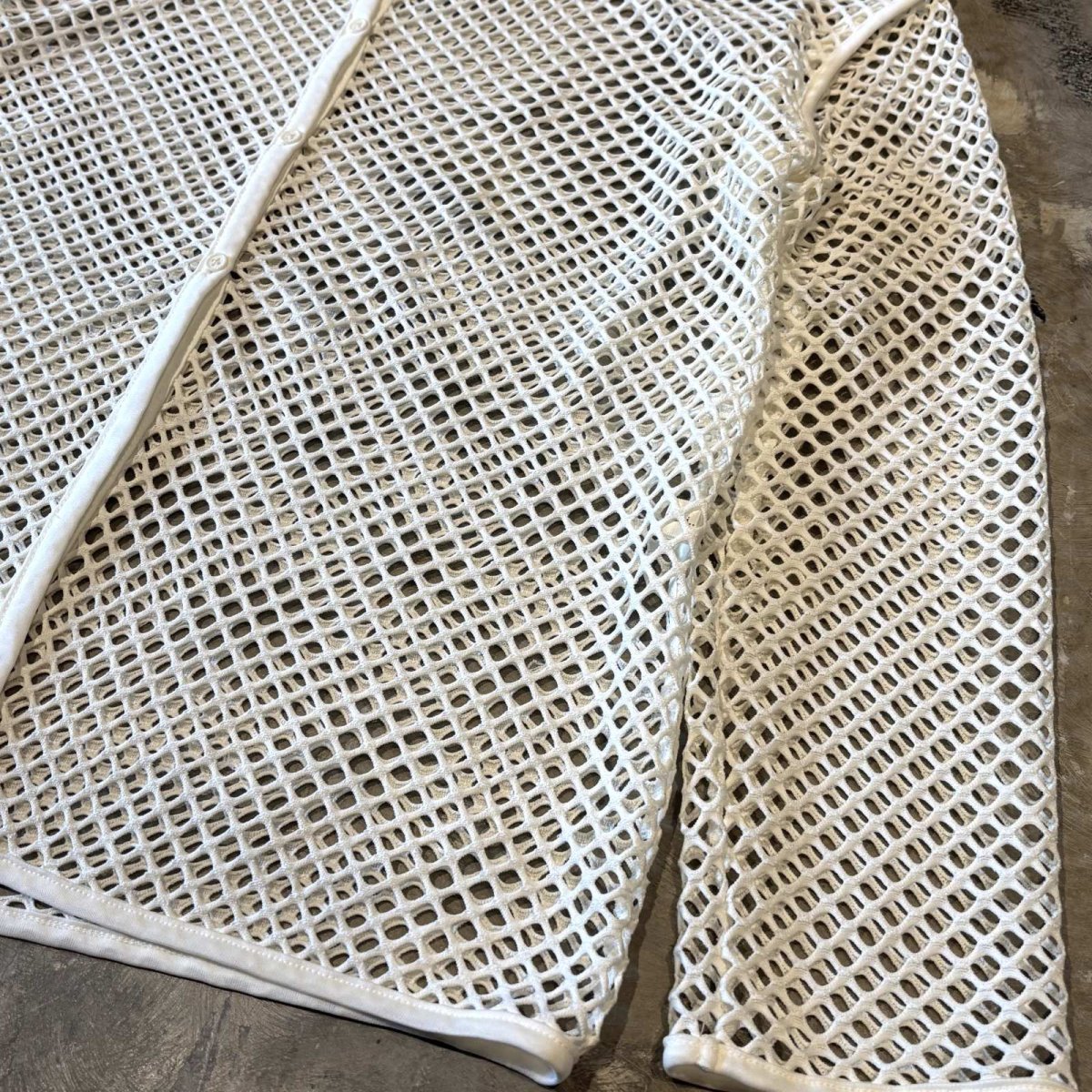 画像6: BUTTON STYLE WHITE MESH L/S TOPS / Mens L (6)