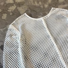 画像9: BUTTON STYLE WHITE MESH L/S TOPS / Mens L (9)