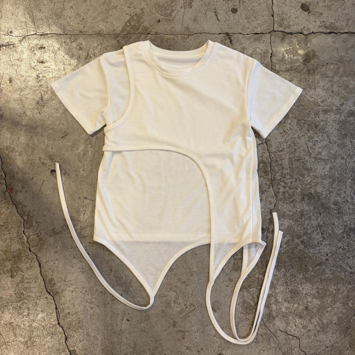 画像1: LAYERED DESIGN COTTON S/S TEE / Ladies S~M (1)