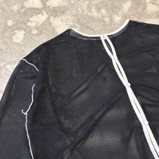 画像3: BUTTON STYLE BLACK PIPING MESH L/S TOPS / Mens L (3)