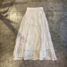 画像1: WHITE COLOR ALL OVER LACE DESIGN LONG SKIRT / W24~W31 (1)
