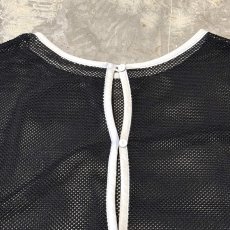 画像10: BUTTON STYLE BLACK PIPING MESH L/S TOPS / Mens L (10)
