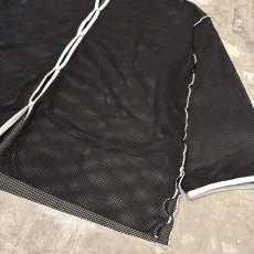 画像6: BUTTON STYLE BLACK PIPING MESH L/S TOPS / Mens L (6)