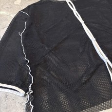 画像5: BUTTON STYLE BLACK PIPING MESH L/S TOPS / Mens L (5)
