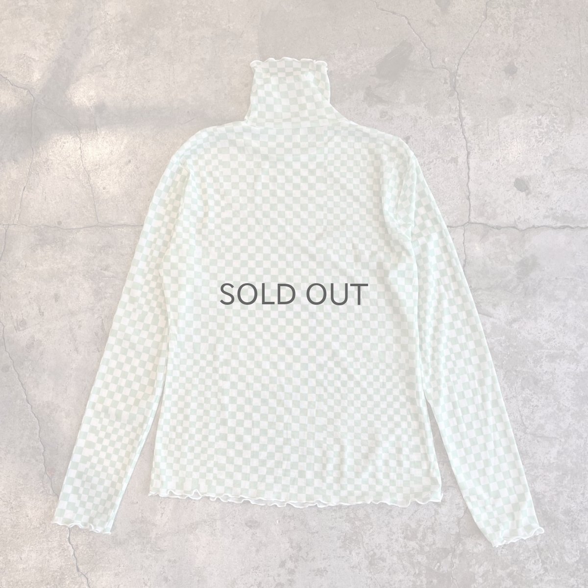 画像2: ALL OVER CHECKER PATTERN TULLE TURTLE DESIGN  L/S TOPS / Ladies M (2)