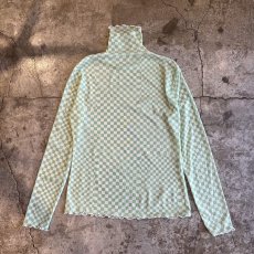 画像2: ALL OVER CHECKER PATTERN TULLE TURTLE DESIGN  L/S TOPS / Ladies M (2)