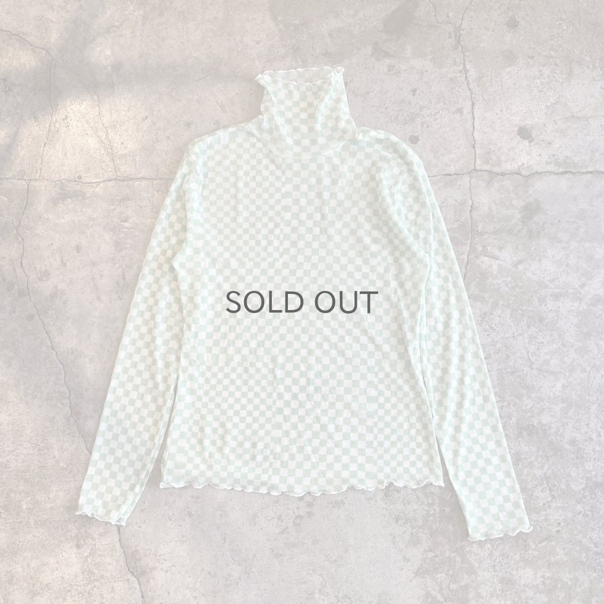 画像1: ALL OVER CHECKER PATTERN TULLE TURTLE DESIGN  L/S TOPS / Ladies M (1)