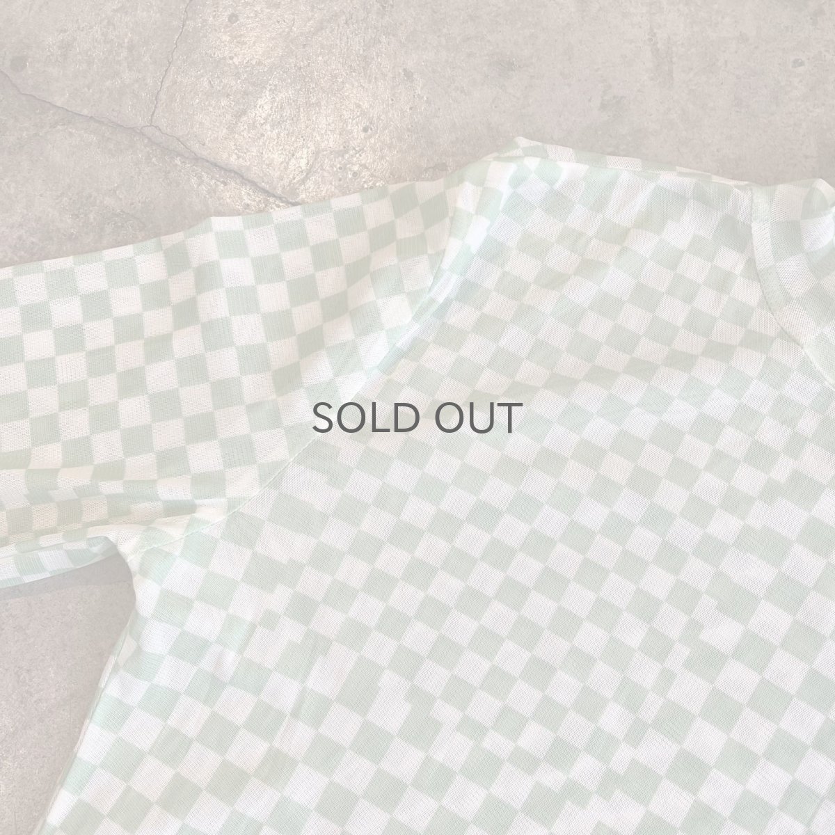 画像10: ALL OVER CHECKER PATTERN TULLE TURTLE DESIGN  L/S TOPS / Ladies M (10)