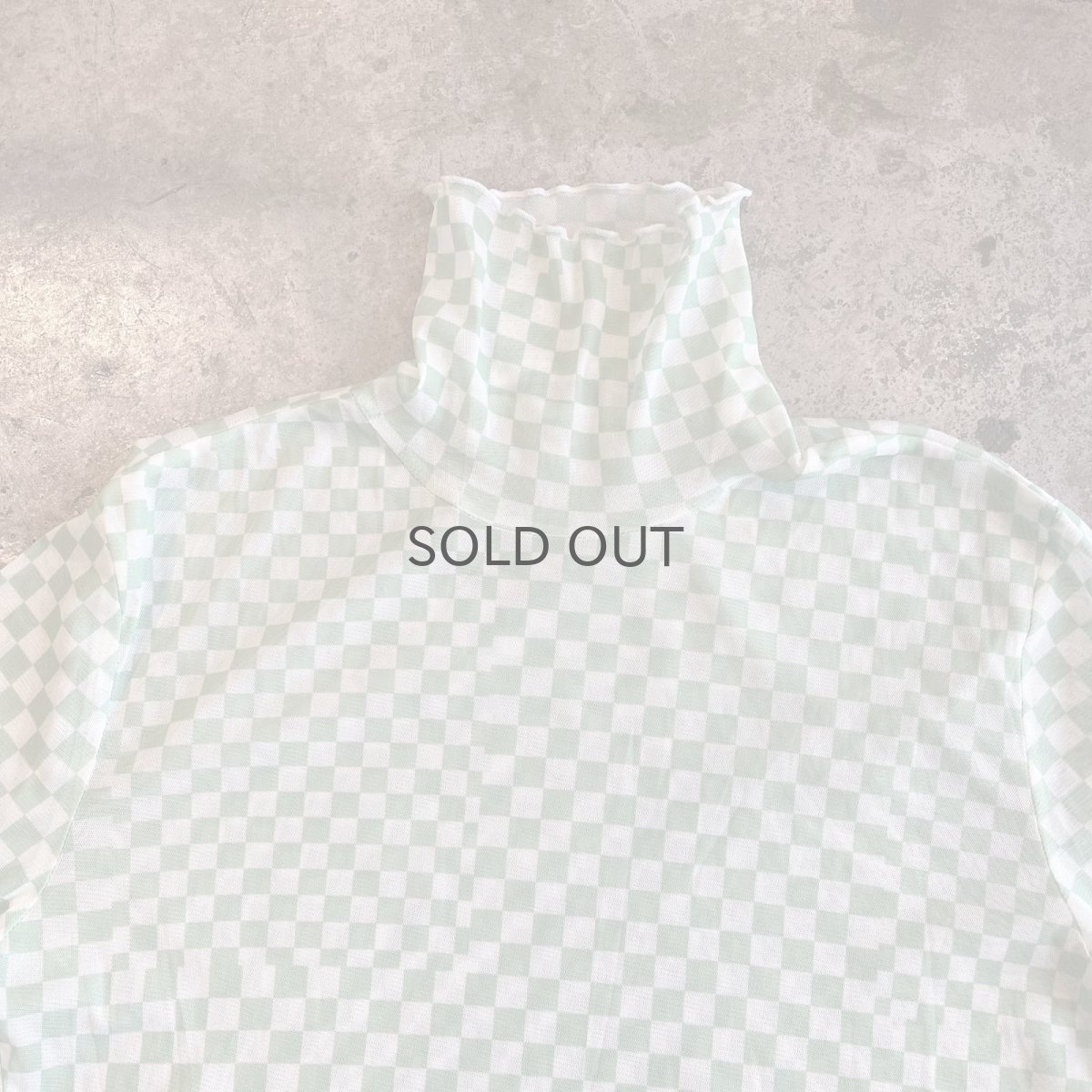 画像8: ALL OVER CHECKER PATTERN TULLE TURTLE DESIGN  L/S TOPS / Ladies M (8)