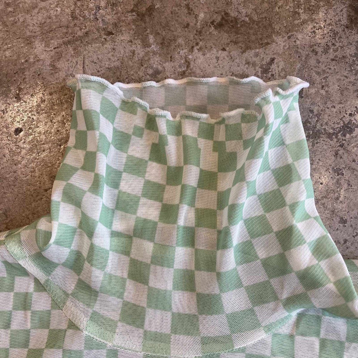 画像9: ALL OVER CHECKER PATTERN TULLE TURTLE DESIGN  L/S TOPS / Ladies M (9)
