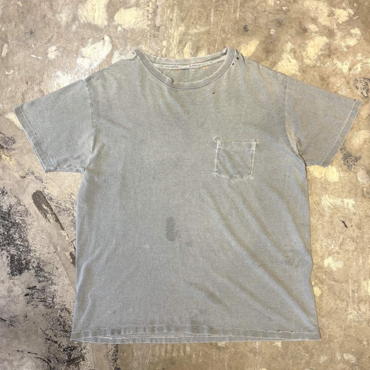 画像1: 80's GREEN COLOR CRASH DAMAGE S/S TEE / Mens L (1)