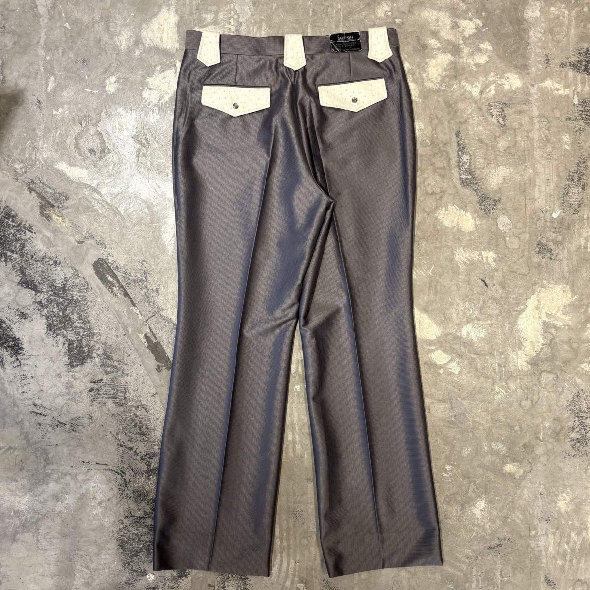 画像2: GRAY COLOR STRAIGHT SILHOUETTE WESTERN SLACKS / W33 (2)