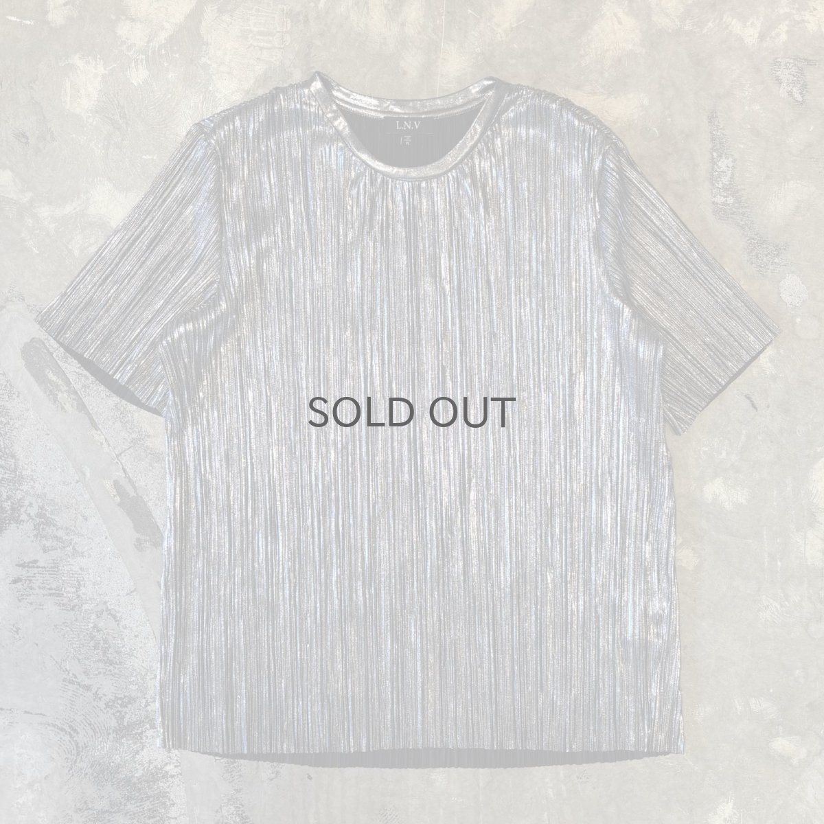 画像1: SILVER COLOR PLEATED S/S TEE / Mens XL (1)