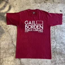 画像1: "GAIL BORDEN" LIBRARY LOGO PRINTED DESIGN COLOR TEE / Ladies M (1)