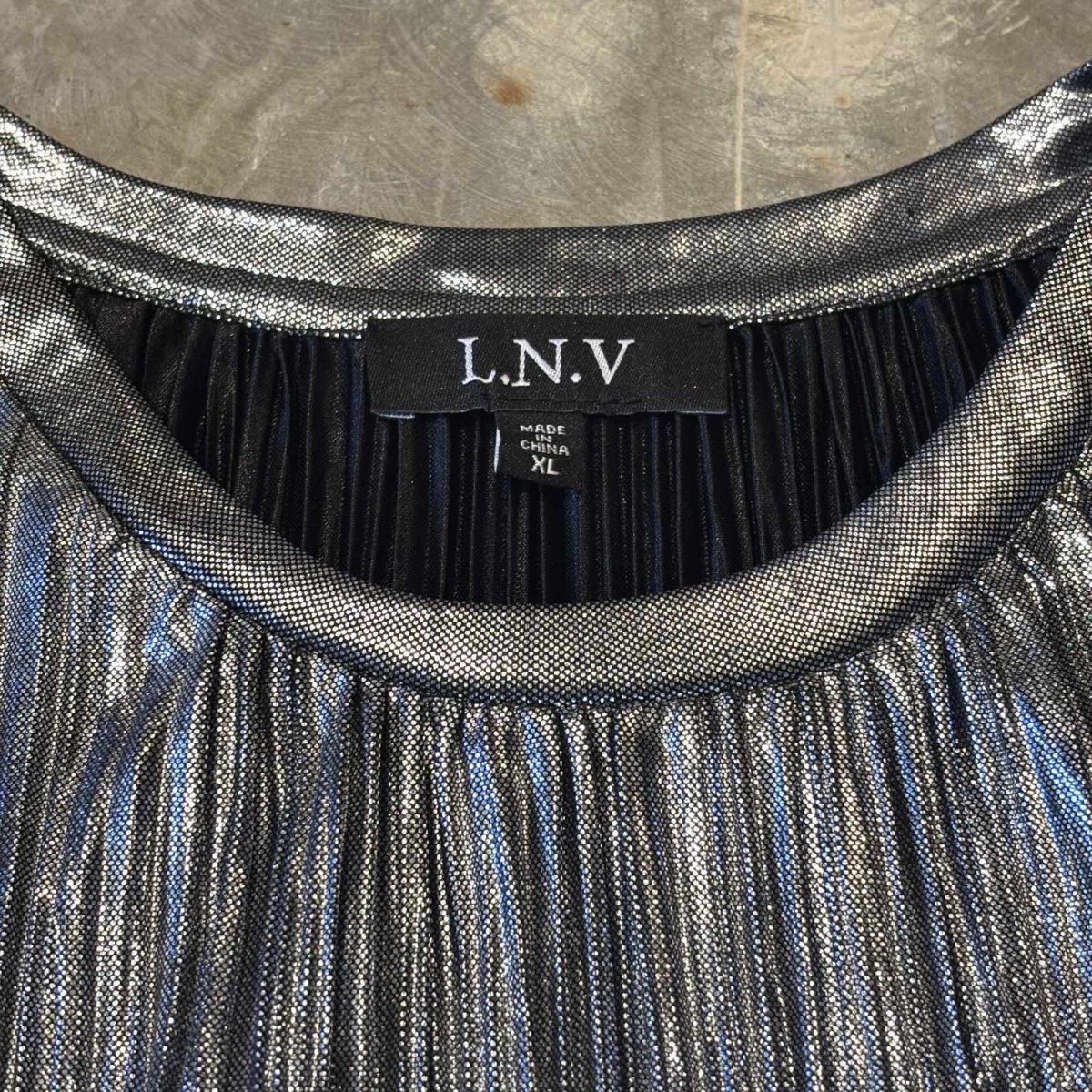 画像10: SILVER COLOR PLEATED S/S TEE / Mens XL (10)