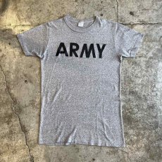 画像1: 80's【CHAMPION】FRONT "ARMY" LOGO PRINTED MARBLING PATTERN DESIGN S/S TEE / Ladies M / MADE IN USA (1)