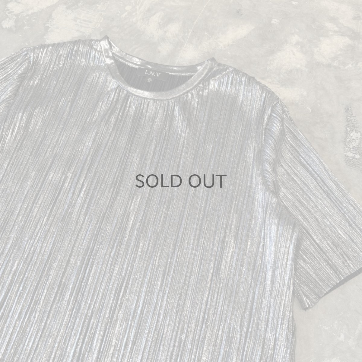 画像4: SILVER COLOR PLEATED S/S TEE / Mens XL (4)