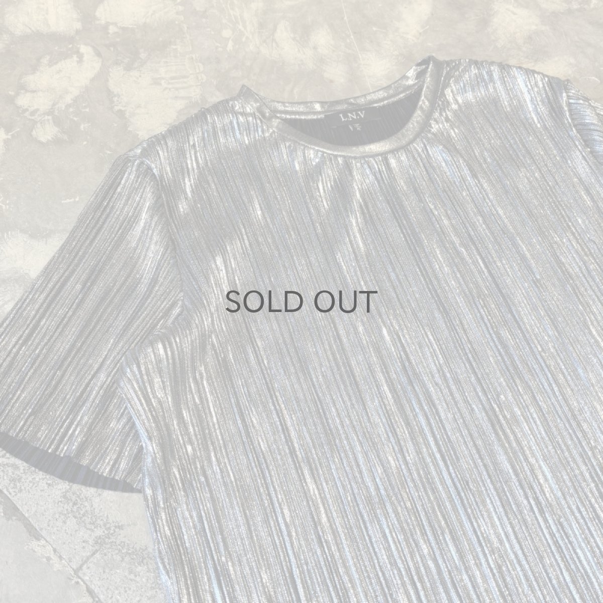 画像3: SILVER COLOR PLEATED S/S TEE / Mens XL (3)