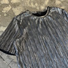 画像3: SILVER COLOR PLEATED S/S TEE / Mens XL (3)