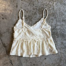 画像2: ALL OVER LACE PATTERN POINT FRILL DESIGN CAMISOLE / Ladies L(M)  (2)