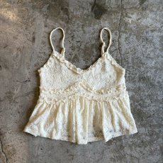 画像1: ALL OVER LACE PATTERN POINT FRILL DESIGN CAMISOLE / Ladies L(M)  (1)