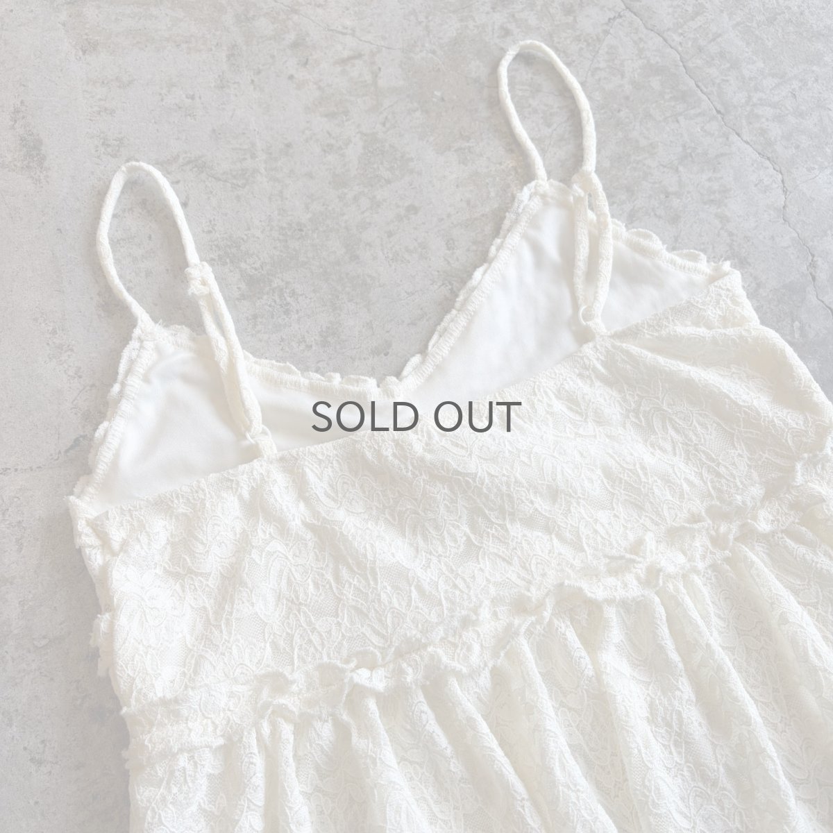 画像8: ALL OVER LACE PATTERN POINT FRILL DESIGN CAMISOLE / Ladies L(M)  (8)