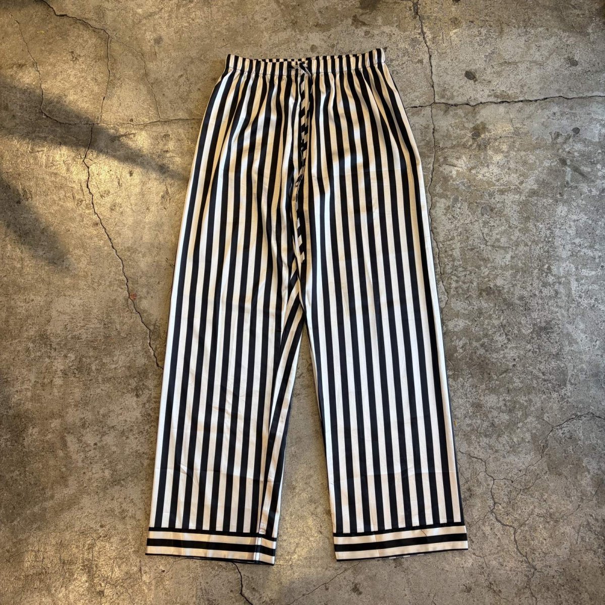 画像1: MONOCHROME COLOR STRIPE PATTERN DESIGN PANTS / FREE~W39 (1)