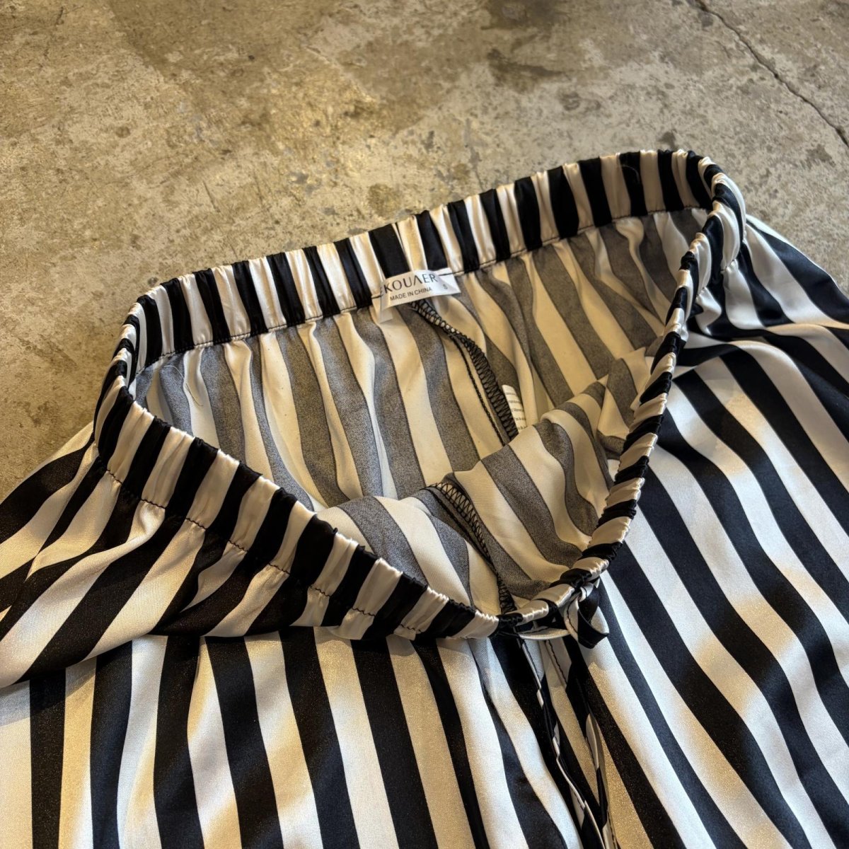 画像7: MONOCHROME COLOR STRIPE PATTERN DESIGN PANTS / FREE~W39 (7)