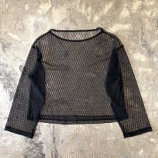 画像2: DIAMOND STITCH PATTERN BOAT NECK SHEER L/S TOPS / Mens L (2)