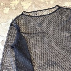 画像9: DIAMOND STITCH PATTERN BOAT NECK SHEER L/S TOPS / Mens L (9)