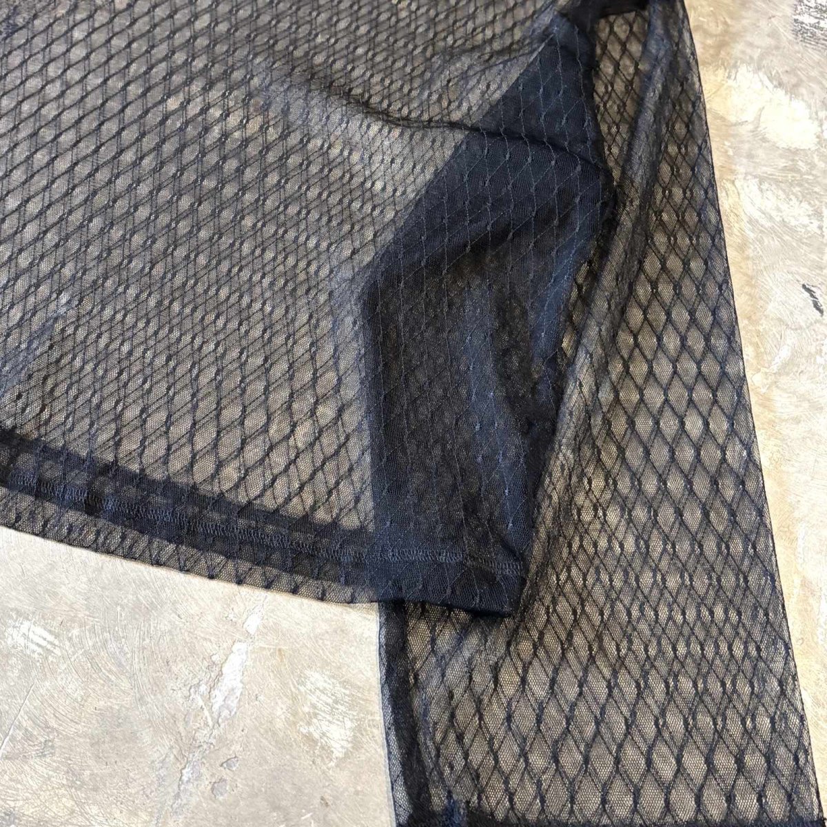 画像6: DIAMOND STITCH PATTERN BOAT NECK SHEER L/S TOPS / Mens L (6)