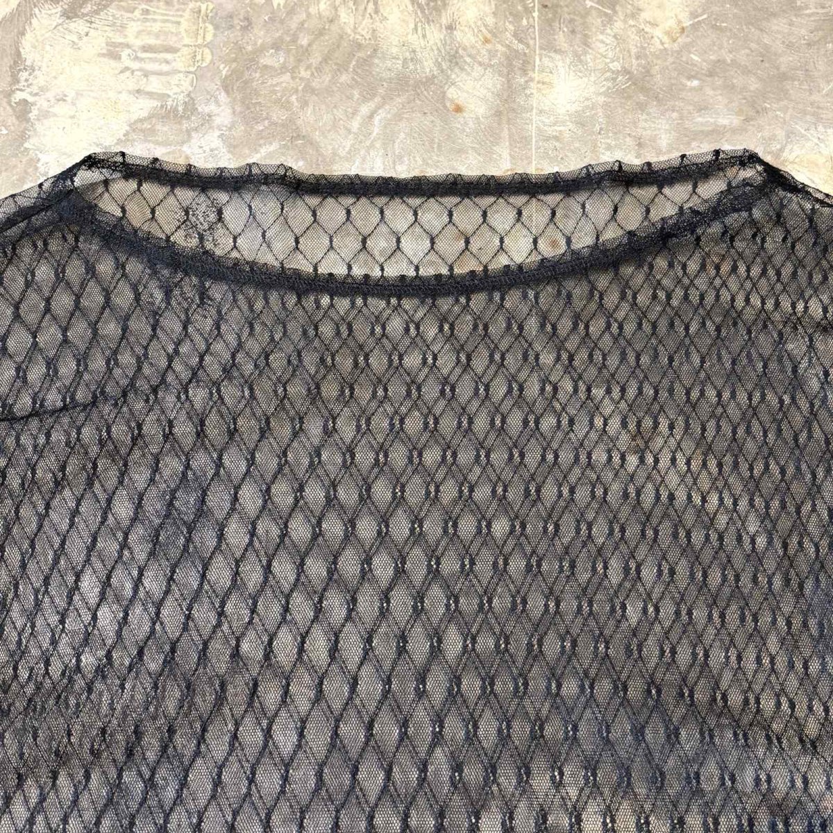 画像10: DIAMOND STITCH PATTERN BOAT NECK SHEER L/S TOPS / Mens L (10)