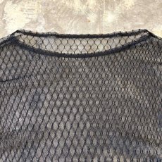 画像10: DIAMOND STITCH PATTERN BOAT NECK SHEER L/S TOPS / Mens L (10)