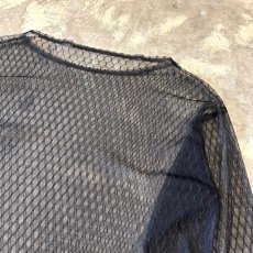 画像4: DIAMOND STITCH PATTERN BOAT NECK SHEER L/S TOPS / Mens L (4)