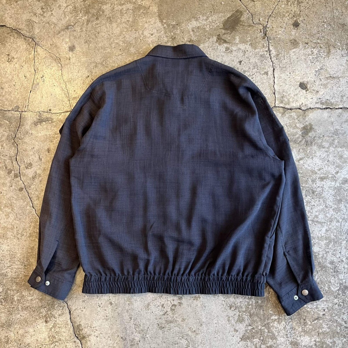 画像2: CHARCOAL GREY COLOR 2WAY DESIGN SHEER ZIP UP JACKET / Ladies L (2)
