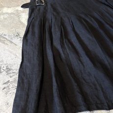 画像5: BLACK LINEN BELTED WRAP SKIRT / W28~31 / MADE IN IRELAND (5)